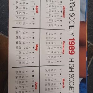 1989 High Society Calendar/Centerfold with Red and Blue Accents
